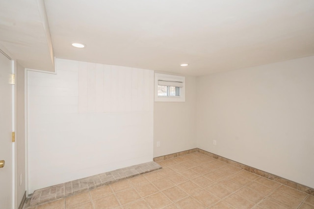 basement featuring recessed lighting