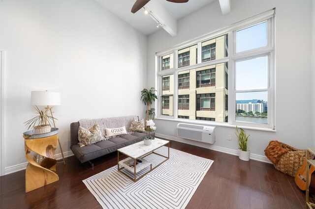 1500 Hudson St Unit 7U, Hoboken, NJ 07030 - living room featuring a ceiling fan, plenty of natural light, and a wall mounted AC