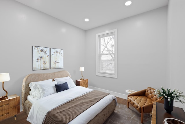 bedroom featuring dark wood-type flooring