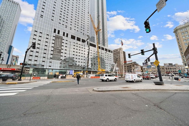 view of building exterior featuring a city view