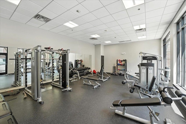 126 Dudley St Unit 315, Jersey City, NJ 07302 - gym featuring plenty of natural light and a drop ceiling