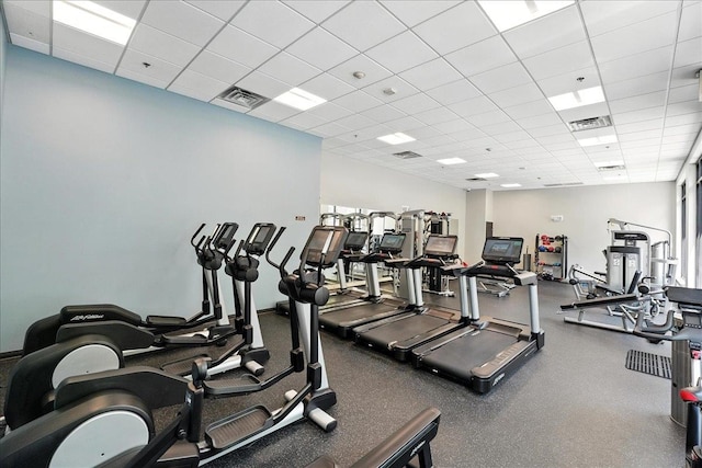 126 Dudley St Unit 315, Jersey City, NJ 07302 - gym with a paneled ceiling