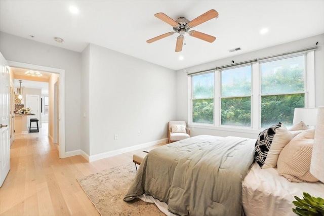126 Dudley St Unit 315, Jersey City, NJ 07302 - bedroom featuring light wood finished floors, recessed lighting, and ceiling fan