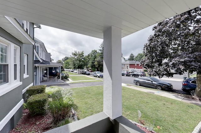 view of yard with a porch