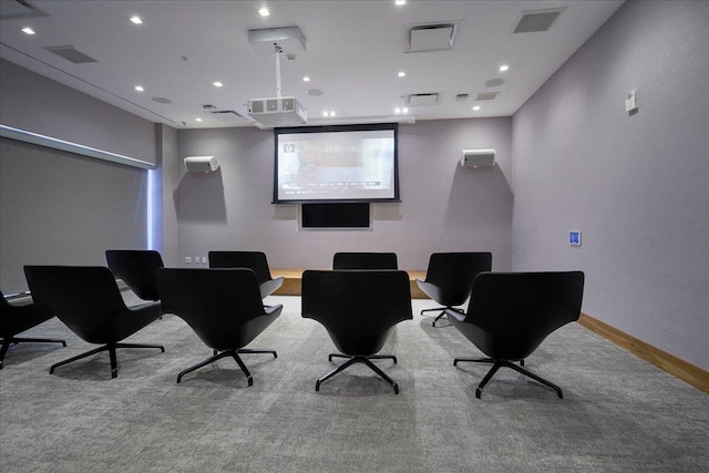 home theater featuring light wood-type flooring