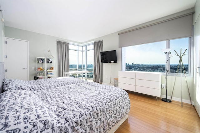 bedroom featuring light hardwood / wood-style flooring