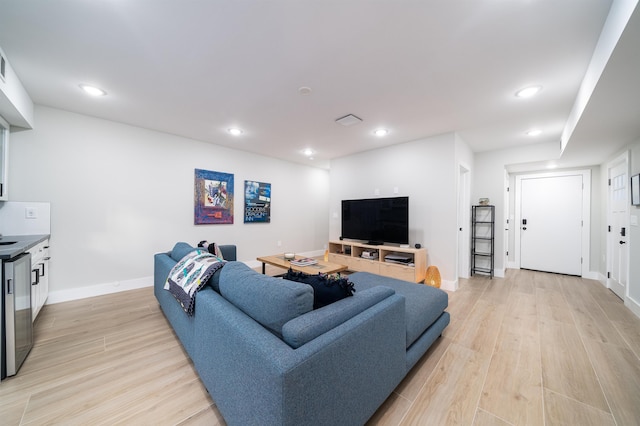 living room featuring light hardwood / wood-style flooring