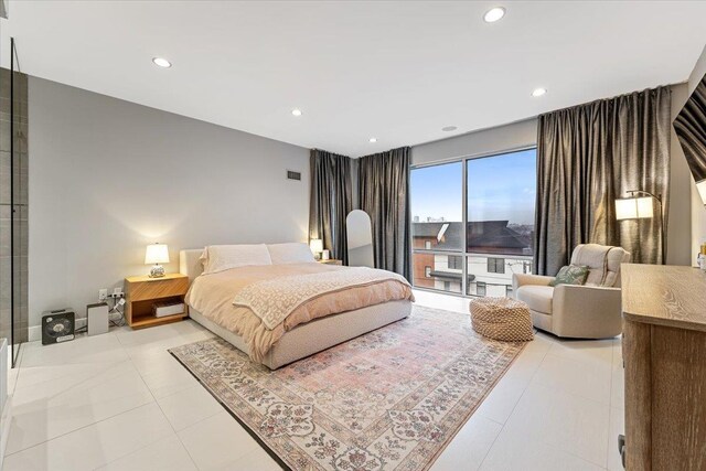 bedroom with visible vents and recessed lighting