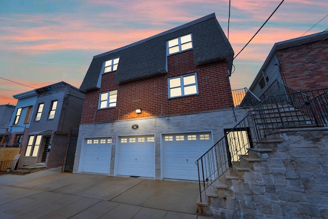 exterior space featuring a garage