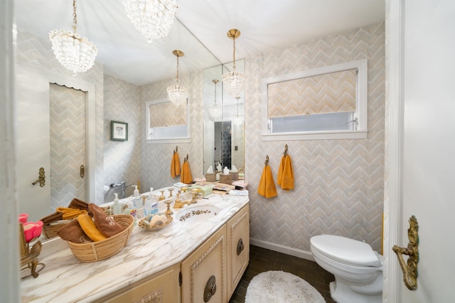 166 W 37th St, Bayonne, NJ 07086 - bathroom with a chandelier and vanity