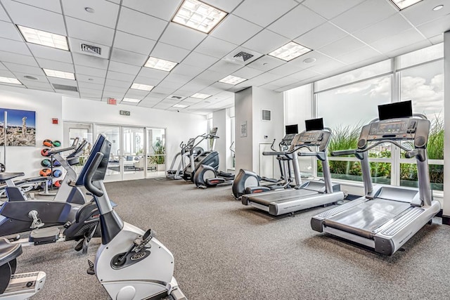 2 2nd St Unit 3805-1, Jersey City, NJ 07302 - exercise room featuring a drop ceiling