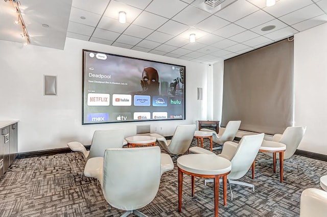2 2nd St Unit 3805-1, Jersey City, NJ 07302 - carpeted home theater with baseboards and track lighting