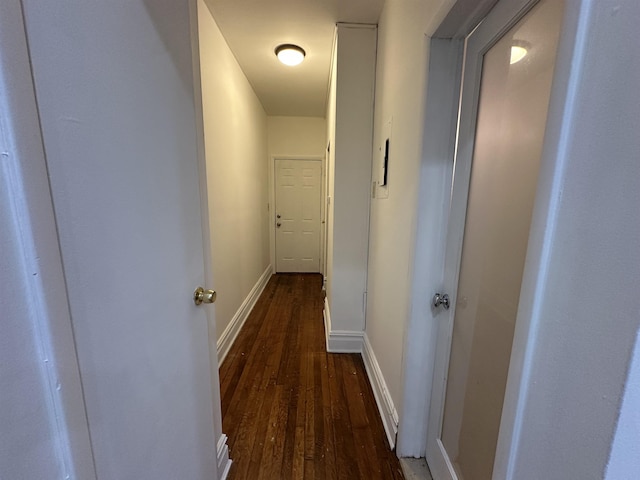 hall with dark hardwood / wood-style flooring