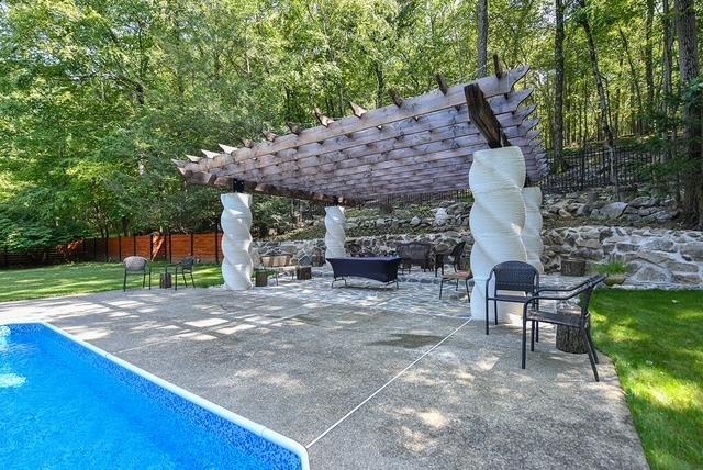 203 Stanhope Rd, Sparta, NJ 07871 - view of patio / terrace with a pergola and a view of trees