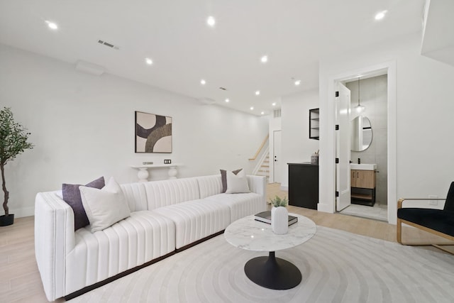 living room featuring light hardwood / wood-style floors