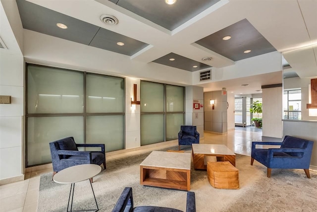 100 Manhattan Ave Unit 2010, Union City, NJ 07087 - lobby with coffered ceiling, recessed lighting, and beam ceiling