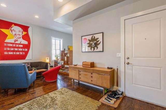 interior space featuring recessed lighting and wood finished floors