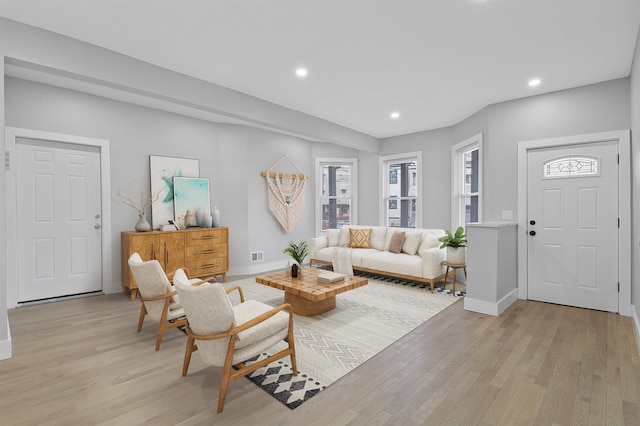 95 Claremont Ave, Jersey City, NJ 07304 - living room with light wood-style flooring, plenty of natural light, and recessed lighting