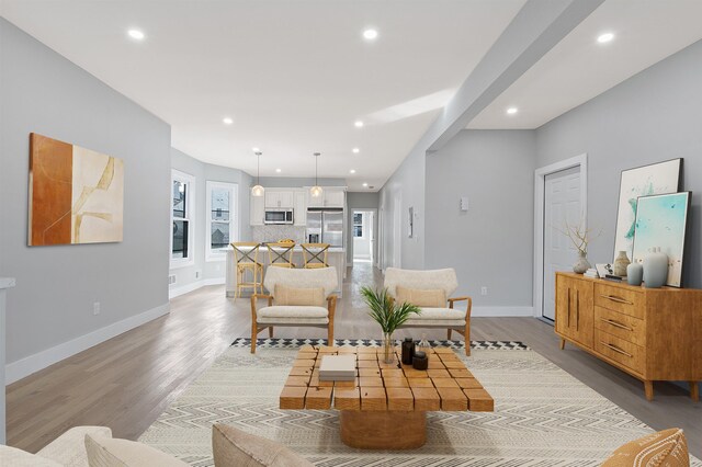 95 Claremont Ave, Jersey City, NJ 07304 - living area featuring light wood finished floors and recessed lighting