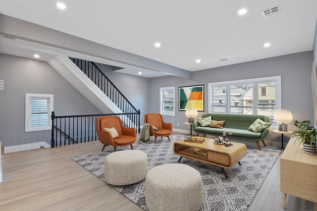 95 Claremont Ave, Jersey City, NJ 07304 - living area featuring wood finished floors, recessed lighting, and plenty of natural light
