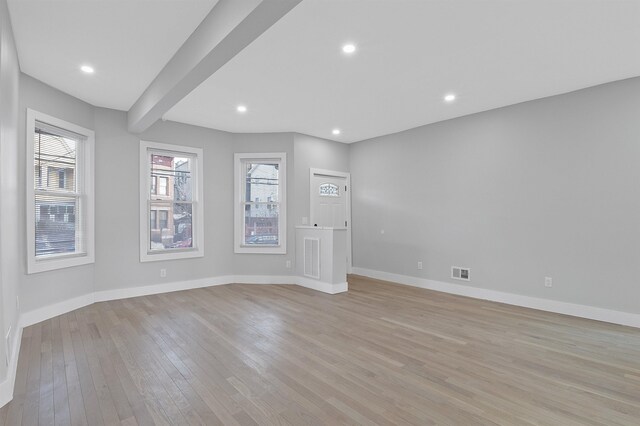 95 Claremont Ave, Jersey City, NJ 07304 - empty room with light wood-type flooring and recessed lighting