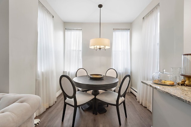 263 10th St Unit 2D, Jersey City, NJ 07302 - dining area with light wood finished floors, healthy amount of natural light, and baseboard heating