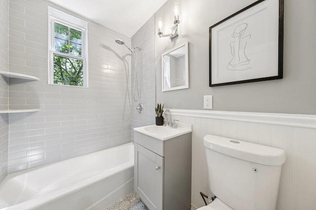 340 Fairmount Ave Apt 209, Jersey City, NJ 07306 - full bathroom featuring vanity, shower / tub combination, and wainscoting