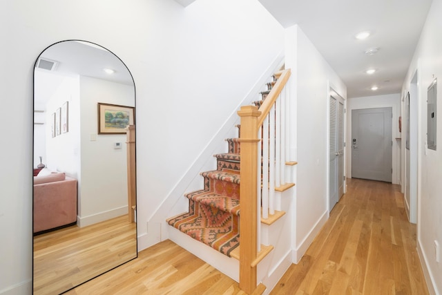 384 7th St Unit 5, Jersey City, NJ 07302 - stairway with wood finished floors and recessed lighting