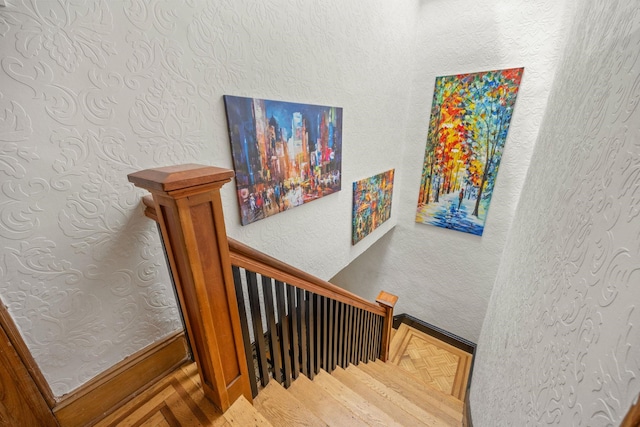 138 Kensington Ave Unit 3, Jersey City, NJ 07304 - stairs with a textured wall and parquet floors