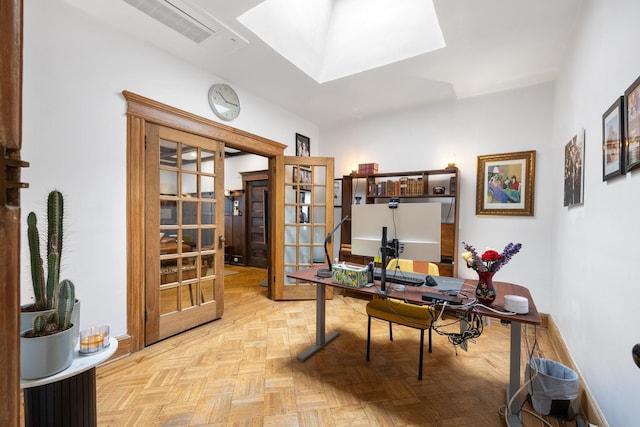 138 Kensington Ave Unit 3, Jersey City, NJ 07304 - office with a skylight, french doors, and baseboards