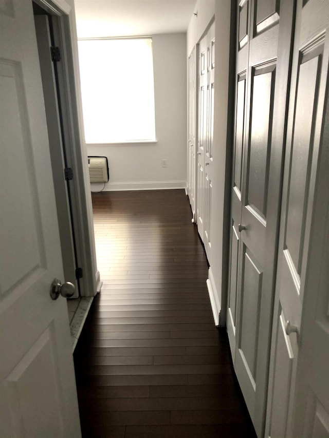 20 2nd St Unit 503, Jersey City, NJ 07302 - hallway with dark wood-type flooring and a wall unit AC