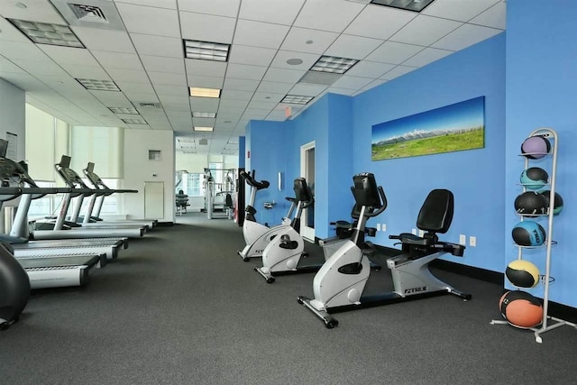2 2nd St Unit 3103, Jersey City, NJ 07302 - exercise room with a paneled ceiling