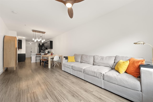 living room with light wood-type flooring