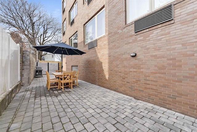 view of patio / terrace featuring a grill