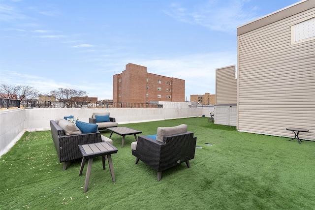 view of yard featuring an outdoor living space