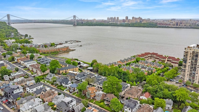 1208 River Rd, Edgewater, NJ 07020 - drone / aerial view with a water view and a city view