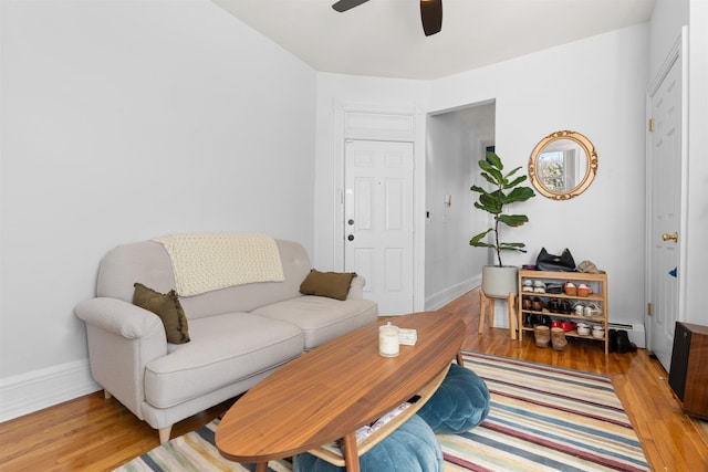 109 Erie St Unit 4L, Jersey City, NJ 07302 - living room featuring a ceiling fan and wood finished floors