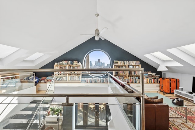 300 Newark St Unit 8G, Hoboken, NJ 07030 - interior space with a skylight, a ceiling fan, and lofted ceiling