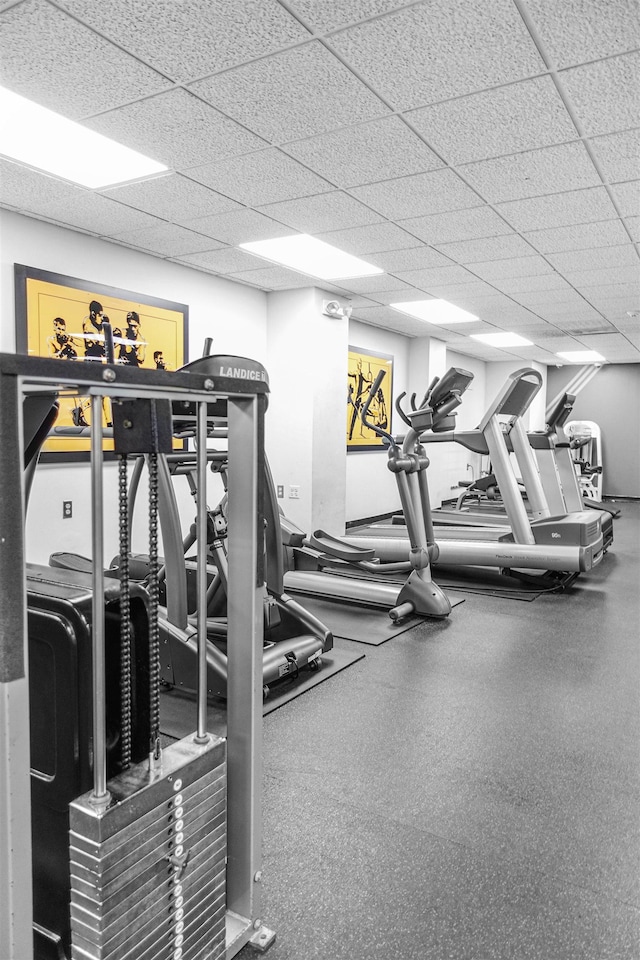 Harmon Cove Tower 426, Secaucus, NJ 07094 - workout area featuring a paneled ceiling
