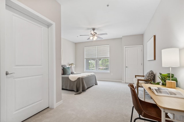 443 2nd St Unit 412, Jersey City, NJ 07302 - bedroom with light colored carpet and a ceiling fan
