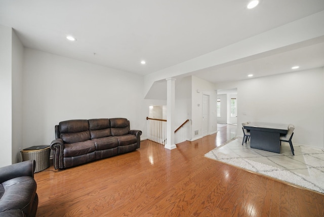 28 Creekside Ct Unit 28, Secaucus, NJ 07094 - living room with wood finished floors, recessed lighting, and baseboards