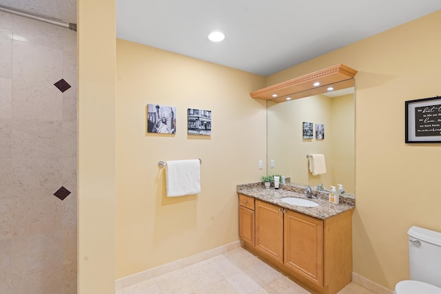 769 Montgomery St Unit 211, Jersey City, NJ 07306 - full bathroom featuring vanity, tiled shower, recessed lighting, and tile patterned flooring