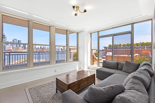 1125 Maxwell Ln Unit 654, Hoboken, NJ 07030 - sunroom / solarium with baseboards and a water view