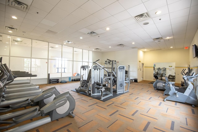 96 Tidewater St Unit 1G, Jersey City, NJ 07302 - gym featuring carpet floors and baseboards