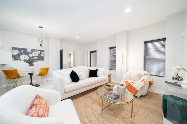96 Tidewater St Unit 1G, Jersey City, NJ 07302 - living room featuring baseboards and recessed lighting