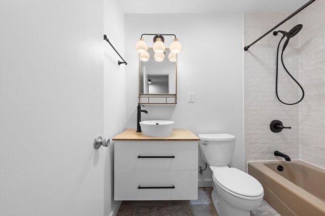 601 1st St Unit 6, Hoboken, NJ 07030 - bathroom featuring toilet, baseboards, vanity, and tub / shower combination