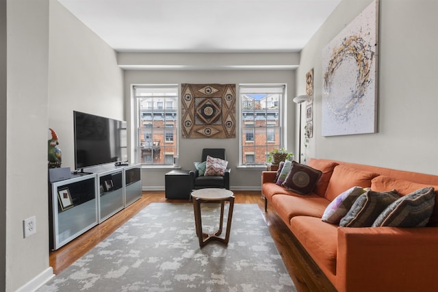 187 Wayne St Unit C405, Jersey City, NJ 07302 - living room with wood finished floors and baseboards