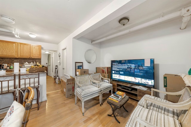 living room with light hardwood / wood-style flooring