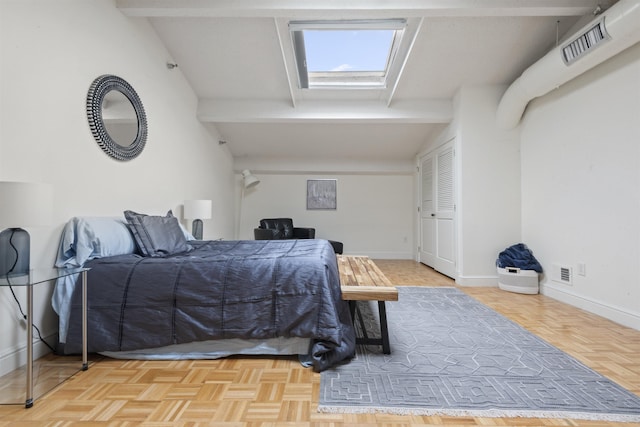300 Communipaw Ave Unit 219, Jersey City, NJ 07304 - bedroom featuring baseboards and beamed ceiling