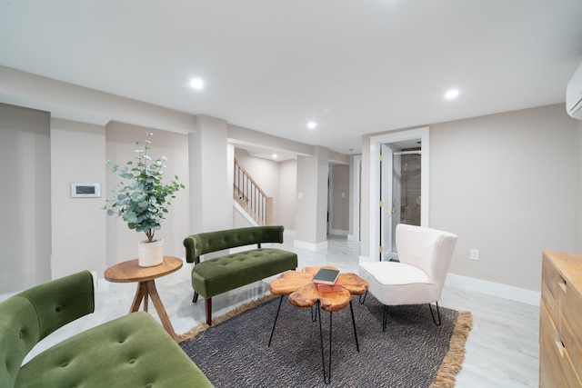 166 Steuben St Unit 1A, Jersey City, NJ 07302 - sitting room with stairway, recessed lighting, and baseboards